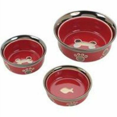 ETHICAL PET PRODUCTS 5 in. Ritz Copper Rim Dog Dish - Red 688828